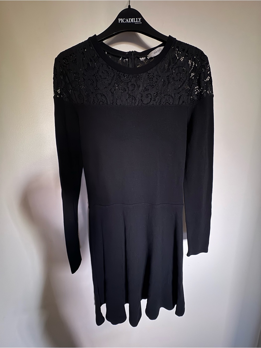 Marella Black Lace Yoke Long Sleeve Dress small